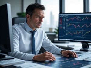 trader coding at a desk
